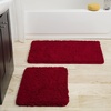 image:imageLavish Home 2 Piece Bathroom Rug Set  32x21 Inch and 24x17 Inch Memory Foam Bath Mats with Chenille Shag Top for Stylish Bathroom Decor  Machine Washable Bath Rugs Set of 2 Burgundy