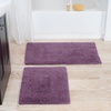 image:imageLavish Home Cotton Bath Mat Set 2 Piece 100 Percent Cotton Mats Reversible Soft Absorbent and Machine Washable Bathroom Rugs Eggplant