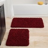 image:image2 Piece Bathroom Rug Set  32x21 Inch and 24x17 Inch Memory Foam Bath Mats with Chenille Shag Top for Stylish Bathroom Decor  Machine Washable Bath Rugs Set of 2 by Bedford Home Burgundy