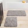 image:image2 Piece Bathroom Rug Set  32x21 Inch and 24x17 Inch Memory Foam Bath Mats with Chenille Shag Top for Stylish Bathroom Decor  Machine Washable Bath Rugs Set of 2 by Bedford Home Gray
