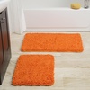 image:image2 Piece Bathroom Rug Set  32x21 Inch and 24x17 Inch Memory Foam Bath Mats with Chenille Shag Top for Stylish Bathroom Decor  Machine Washable Bath Rugs Set of 2 by Lavish Home Orange