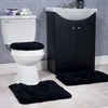 image:image3Piece Bathroom Rug Set  NonSlip Bath Mat Set with Bath Rug Contour Mat and Toilet Lid Cover  Machine Washable Mats by Lavish Home BlackBlack