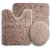 image:image3Piece Bathroom Rug Set  NonSlip Bath Mat Set with Bath Rug Contour Mat and Toilet Lid Cover  Machine Washable Mats by Lavish Home BlackTaupe