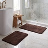 image:imageBathroom Rug Set2Piece Memory Foam BathmatsStriped Microfiber TopNonSlip Absorbent Runner for Shower Tub Sink or Kitchen by Lavish Home Brown