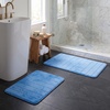 image:imageBathroom Rugs  2Piece Memory Foam Bath Mats with Microfiber Top  NonSlip Absorbent Rugs for Shower Laundry or Kitchen by Lavish Home Blue