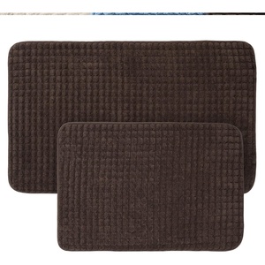 image:image2 pc Memory Foam Bath Mat Set by Lavish Home  Woven Jacquard Fleece  Chocolate