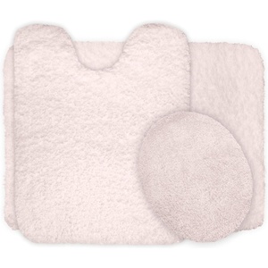 image:image3Piece Bathroom Rug Set  NonSlip Bath Mat Set with Bath Rug Contour Mat and Toilet Lid Cover  Machine Washable Mats by Lavish Home BlackIvory