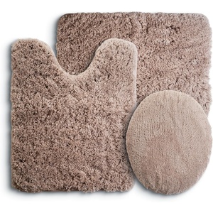 image:image3Piece Bathroom Rug Set  NonSlip Bath Mat Set with Bath Rug Contour Mat and Toilet Lid Cover  Machine Washable Mats by Lavish Home BlackTaupe