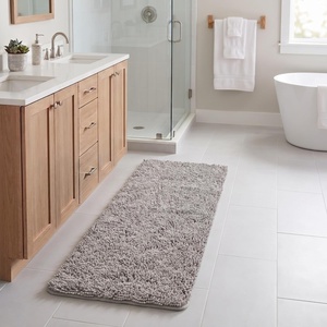 image:imageBath Mat  58x24Inch Bathroom Runner with NonSlip Backing  Absorbent HighPile Chenille Memory Foam Bathroom Rug by Lavish Home Gray