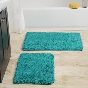 image:imageLavish Home 2 Piece Memory Foam Shag Bath Mat  Seafoam