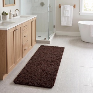 image:imageLavish Home Bath Mat  58x24Inch Bathroom Runner with NonSlip Backing  Absorbent HighPile Chenille Memory Foam Bathroom Rug Chocolate