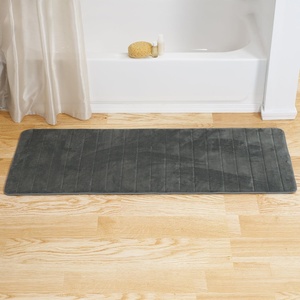 image:imageLavish Home Oversized Bathroom Rug Memory Foam Bath Mat in Gray Textured Stripes Extra Long NonSlip Absorbent Runner for Shower Tub or Kitchen