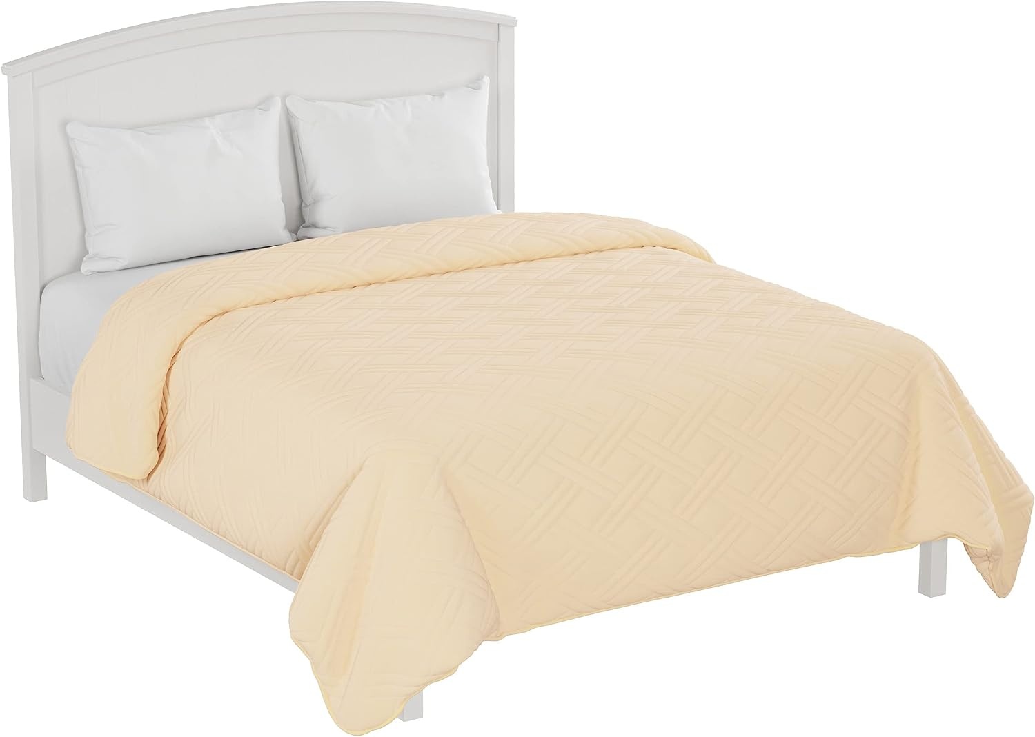 image:imageLavish Home Ivory Quilt Coverlet for Twin Size BedsBasket Weave Quilted PatternSoft amp Lightweight Bedding for All Seasons Solid Color Bedspread