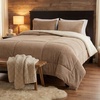 image:imageKing Size Comforter Set  3Piece Sherpa and Fleece Bedspread with Pillow Shams  Warm Cozy MachineWashable Bedding by Lavish Home Taupe