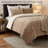 image:imageKing Size Comforter Set  3Piece Sherpa and Fleece Bedspread with Pillow Shams  Warm Cozy MachineWashable Bedding by Lavish Home Taupe