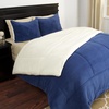 image:imageLavish Home FullQueen Comforter Set  3Piece Sherpa and Fleece Bedspread with Pillow Shams  Warm Cozy MachineWashable Bedding NavyBlue