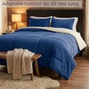 image:imageLavish Home FullQueen Comforter Set  3Piece Sherpa and Fleece Bedspread with Pillow Shams  Warm Cozy MachineWashable Bedding NavyBlue