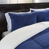 image:imageLavish Home FullQueen Comforter Set  3Piece Sherpa and Fleece Bedspread with Pillow Shams  Warm Cozy MachineWashable Bedding NavyBlue