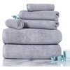 image:image100 Percent Cotton Towel Set Zero Twist Soft and Absorbent 6 Piece Set With 2 Bath Towels 2 Hand Cloths and 2 Washcloths Silver By Lavish HomeSilver