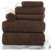 image:image100 Percent Cotton Towel Set Zero Twist Soft and Absorbent 6 Piece Set With 2 Bath Towels 2 Hand Towels and 2 Washcloths Chocolate By Lavish HomeChocolate