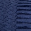 image:imageLavish Home 6Piece Cotton Deluxe Plush Bath Towel Set  Chevron Pattern Plush Sculpted Spa Luxury Decorative Body Hand and Face Towels Navy 27x54x025