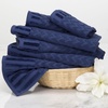 image:imageLavish Home 6Piece Cotton Deluxe Plush Bath Towel Set  Chevron Pattern Plush Sculpted Spa Luxury Decorative Body Hand and Face Towels Navy 27x54x025