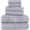 image:image100 Percent Cotton Towel Set Zero Twist Soft and Absorbent 6 Piece Set With 2 Bath Towels 2 Hand Cloths and 2 Washcloths Silver By Lavish HomeSilver