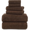 image:image100 Percent Cotton Towel Set Zero Twist Soft and Absorbent 6 Piece Set With 2 Bath Towels 2 Hand Towels and 2 Washcloths Chocolate By Lavish HomeChocolate