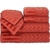 image:imageLavish Home 6Piece Cotton Deluxe Plush Bath Towel Set  Chevron Patterned Plush Sculpted Spa Luxury Decorative Body Hand and Face Towels Brick 27x54x025