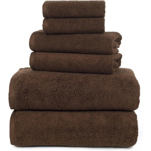image:image100 Percent Cotton Towel Set Zero Twist Soft and Absorbent 6 Piece Set With 2 Bath Towels 2 Hand Towels and 2 Washcloths Chocolate By Lavish HomeChocolate