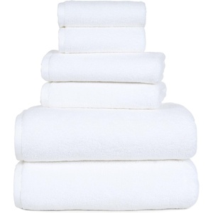 image:image100 Percent Cotton Towel Set Zero Twist Soft and Absorbent 6 Piece Set With 2 Bath Towels 2 Hand Towels and 2 Washcloths Chocolate By Lavish HomeWhite