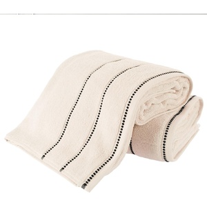 image:image2Piece Bath Towel Set  Quick Dry Large 34x68in Bath Towels for Shower Gym Spa or Dorm  100 Cotton Main or Guest Bathroom Essentials  Highly Absorbent Bath Sheets by Lavish Home NavyBeige and Black