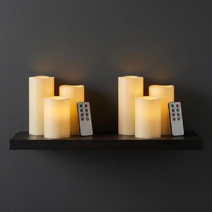 image:imageLavish Home 3Piece Battery Operated Candles Set  LED Flameless Candles Battery Operated with Remote Controlled Real Wax for Home Wedding or Christmas Decor WhiteYellow