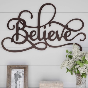image:imageBelieve Wall Decor  Decorative 3D Metal Cutout  Word Art Sign for Modern Rustic and Vintage Farmhouse Decor by Lavish Home Distressed Brown