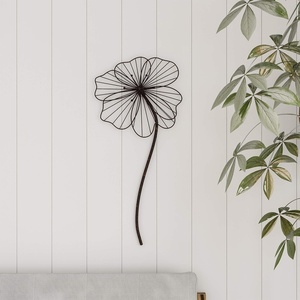 image:imageWall Decor  Metal Layered Wire Flower Sculpture  Contemporary Hanging Accent for Living Room Bedroom Entryway or Kitchen by Lavish Home Brown