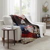 image:imageLavish Home Sherpa Fleece Throw Blanket  American Flag Bald Eagle Print Lightweight Hypoallergenic Bed Couch Plush Blanket for Adults and Kids