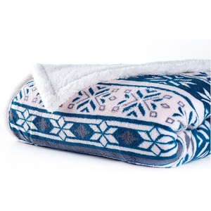 image:imageReversible Fleece Blanket  50Inch x 60Inch MachineWashable Sherpa Throw with Snowflakes  Cozy Blanket for Couch Chair or Bed by Lavish Home