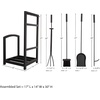 image:imageLavish Home Fireplace Tool Set and Log Rack Matte Black 5PieceSetTool Set  Log Rack