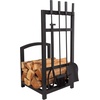 image:imageLavish Home Fireplace Tool Set and Log Rack Matte Black 5PieceSetTool Set  Log Rack