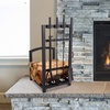 image:imageLavish Home Fireplace Tool Set and Log Rack Matte Black 5PieceSetTool Set  Log Rack