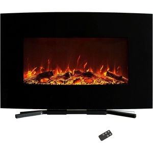 image:image36Inch Wall Mounted Electric Fireplace  Curved Glass Heater with Removable Stand Adjustable Heat and 10 Flame Colors by Northwest Black