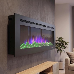 image:imageElectric Fireplace  72 Inch LED Wall or Recessed Fireplace Heater with Front Vent10 Ember Colors Touchscreen and Remote by Northwest Black72Inch