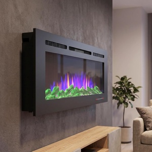 image:imageNorthwest 60Inch Wall Mounted Electric Fireplace  Front Vent Heater with 3Color LED Flames 10 Ember Options Adjustable Brightness and Remote Black